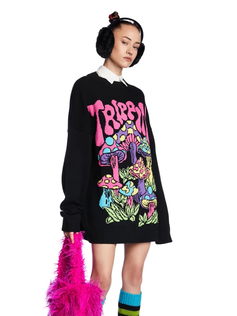 Dolls Kill Technicolor Trip Oversized Sweater
